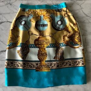 Vintage Renato Nucci Baroque Silk Spring Mini skirt XS Designer 90s